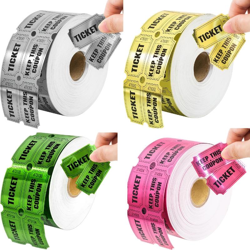 Colorful Tearable Raffle Tickets Double Rolls Admission Ticket, For Events, Competitions, Classroom Rewards, Carnivals