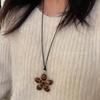 Blogger's Pick: Tiger's Eye Flower Necklace, 2025 Light Luxury Fashion, Versatile Long Sweater Chain.