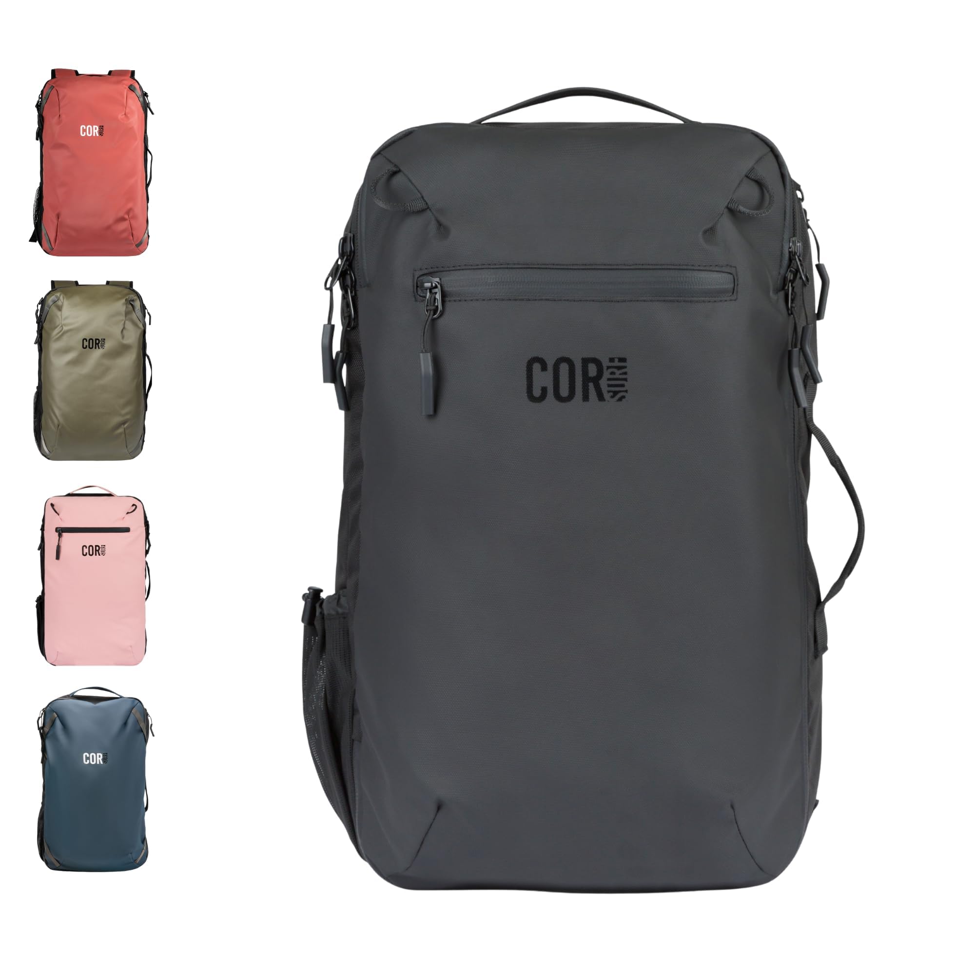 

COR Surf Одобренный для полетов ручной дорожный рюкзак для ноутбука, деловой рюкзак-эквиндер для мужчин и женщин, 2.0 - Матовый черный. 40л.