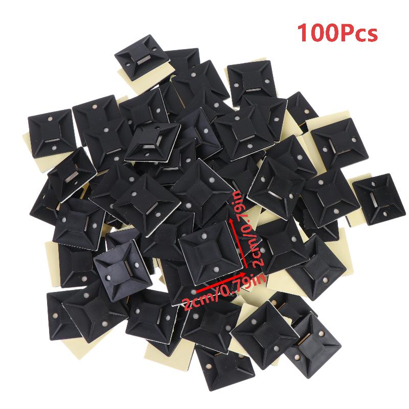 100Pcs Self Adhesive Cable Tie Holder Wire Fixing Base Strong Sticky Cable Tie Holder Organizer For Home Office Wire Storage