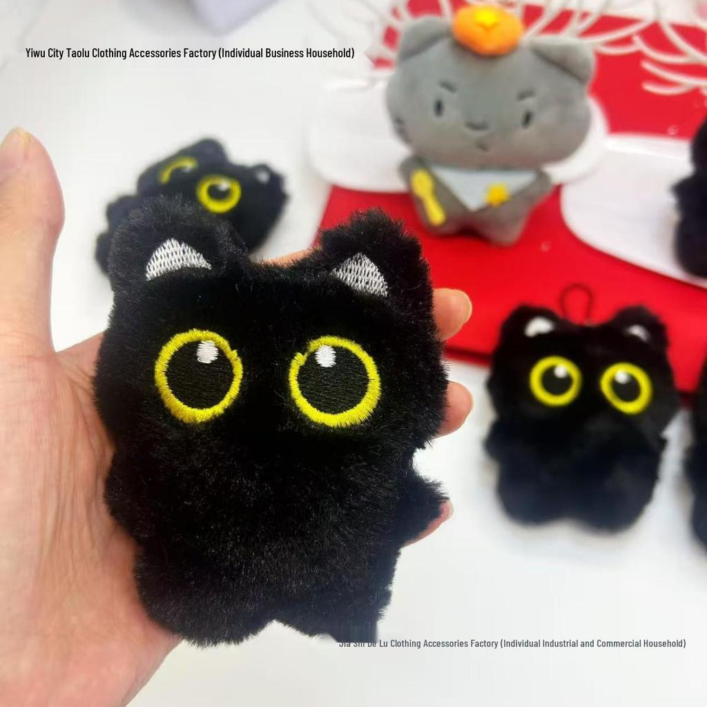 Sac Bandoulière Paresseusement Mignon Loup Gris & Chat Noir en Peluche avec Accessoire DIY & Décoration de Chaussures