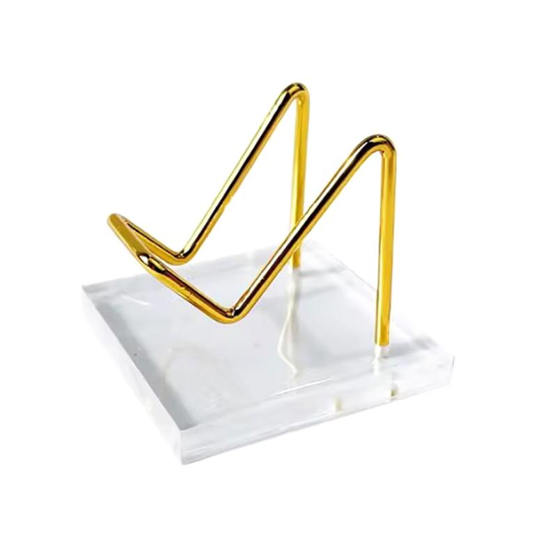 

Металлическая подставка для минералов с акриловым основанием для подставки для хрустальных украшений, каменная полка Gold-S