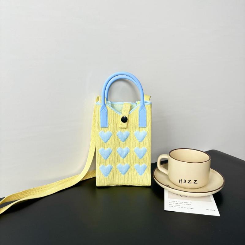 New Love Mobile Phone Bag High-end Knitted Bag Popular Cartoon Cute Portable Storage Messenger Bag