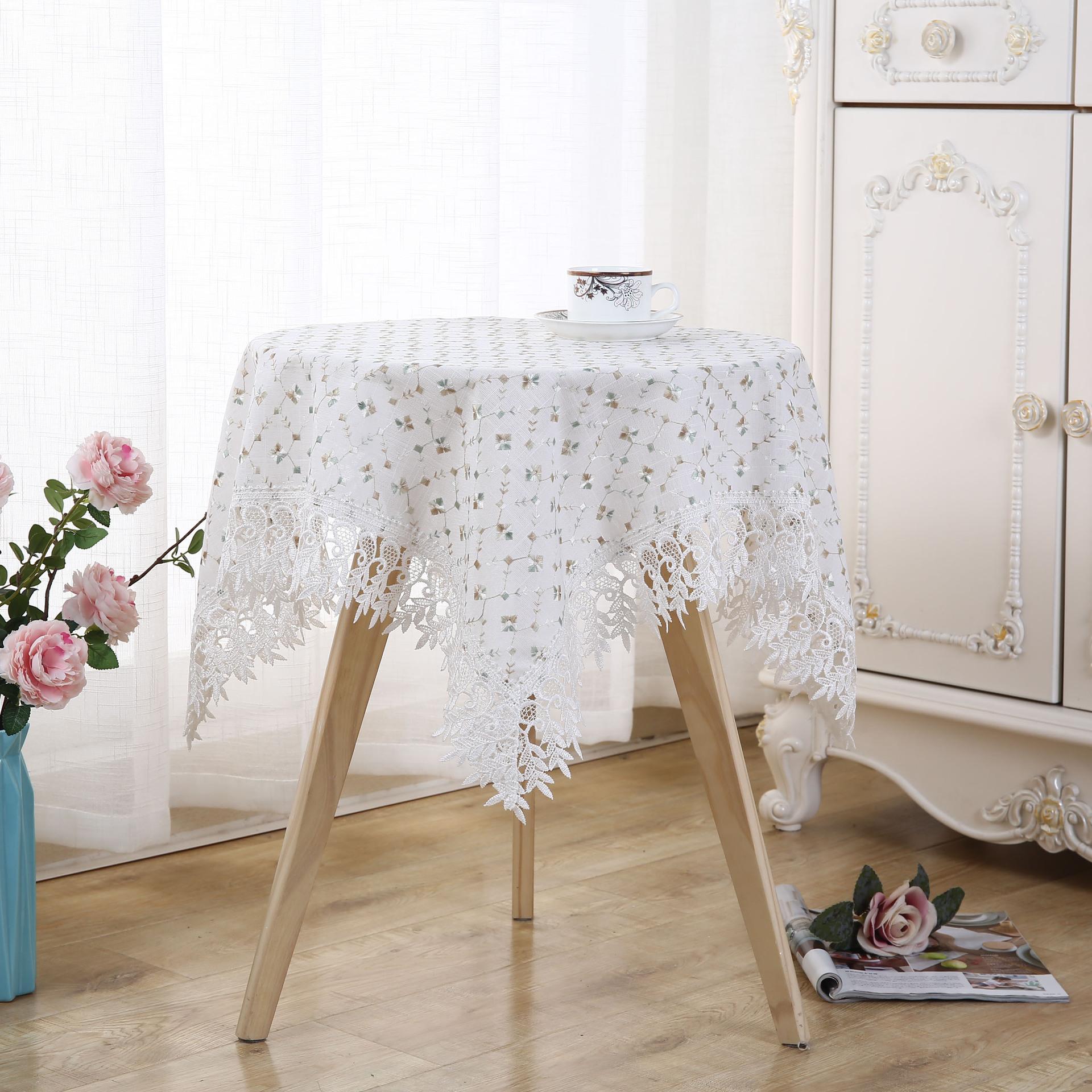 

Скатертина з бавовни та льону Скатертина в пасторальному стилі з вишивкою Мереживна декоративна скатертина Скатертина для журнального столика Скатертина 110*110