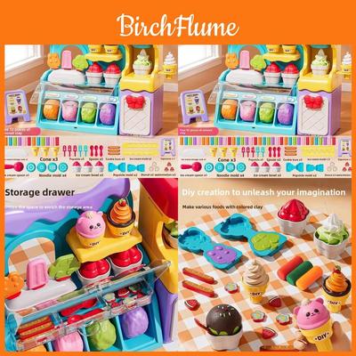 Children Play Ice Cream Maker Toy With Colorful Clay For Creative Fun And Parent Child Interaction