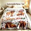 Floral Theme Custom Blanket Personalized Name & Text Customized Soft Warm Throw Blanket Home Decor