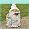 Creative Resin Gnome Statue With Middle Finger Gesture For Unique Garden Decor