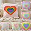 Rainbow Love Heart Pillow Case Anti-dustmite Pillowcase Invisible Zipper Silky Short Plush Sofa Cushion Cover