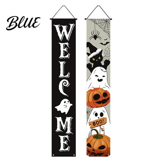 Durable Fabric Banner Halloween Porch Sign Banner Pumpkin Ghost Party Awning Hanging Wall Festive Home Decor Door Decoration Front Wreath Yard