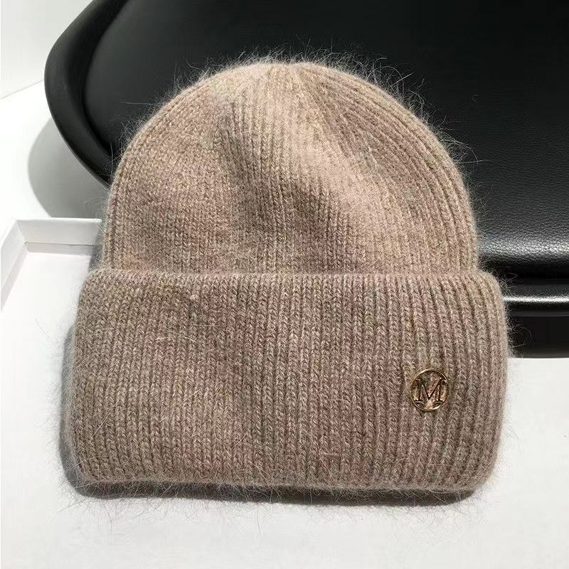 Mode Neue Angora Strick Wintermütze für Damen Kaninchenfell Flauschige Gestrickte Mützen Mütze Damen Weich Warm SKI Skullies Mützen