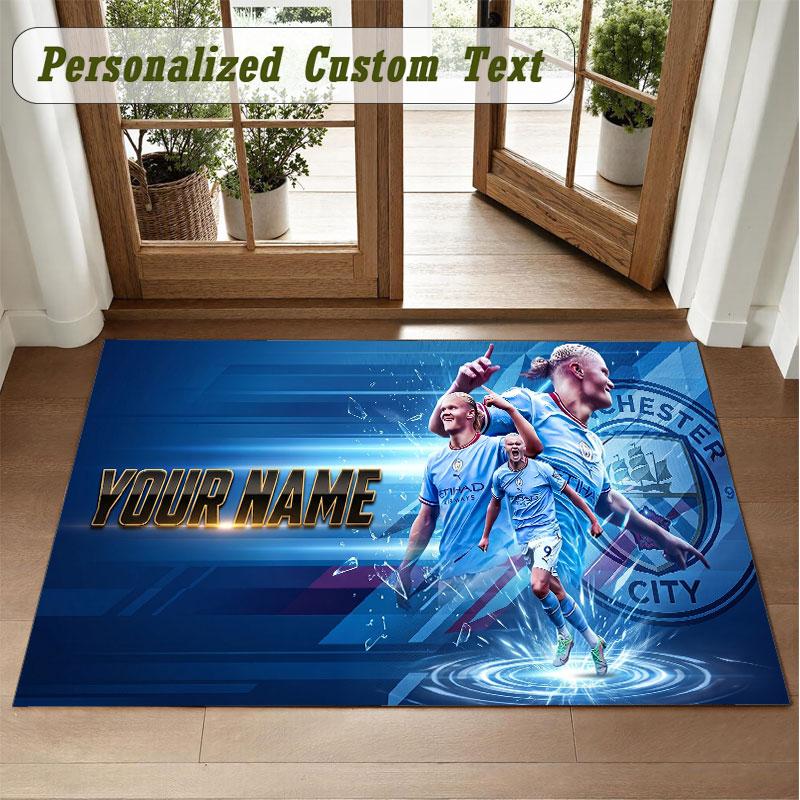 Crystal Velvet Square Rug Custom NameErling Haaland Pattern Non Slip Home Floor Decor Rug