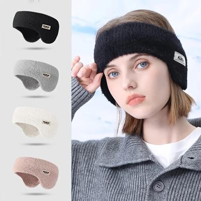 Winter Warm Knitted Earmuffs Windproof Thick Plush Ear Protection Cycling Headband Men Women Outdoor Running Thermal Ear Flaps
