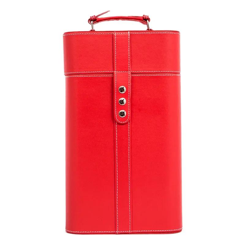 PU kožená vintage krabička na láhev vína dvojitý držák na láhev vína úložný box pro dárek módní balení vysoce kvalitní dárková krabička