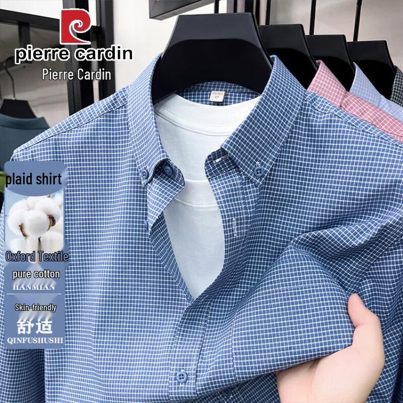Pierre Cardin Men's Plaid 100% Cotton Long Sleeve Shirt