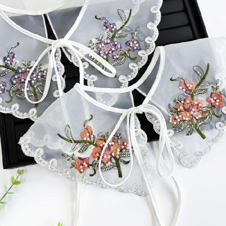 Elegant Detachable False Collar Embroidery Flower Petal Female Sweater Shirt Sewing False Collar Sweater Dress Supply