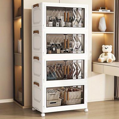 Multi-layer Household Storage Cabinet, Foldable And Stackable Plastic Organizer, No Installation Required,  Folding Storage Box