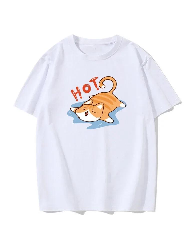 

Летняя мужская забавная футболка с милым принтом кота, модная повседневная однотонная футболка с круглым вырезом, удобная летняя мужская футболка XXXXXL серый