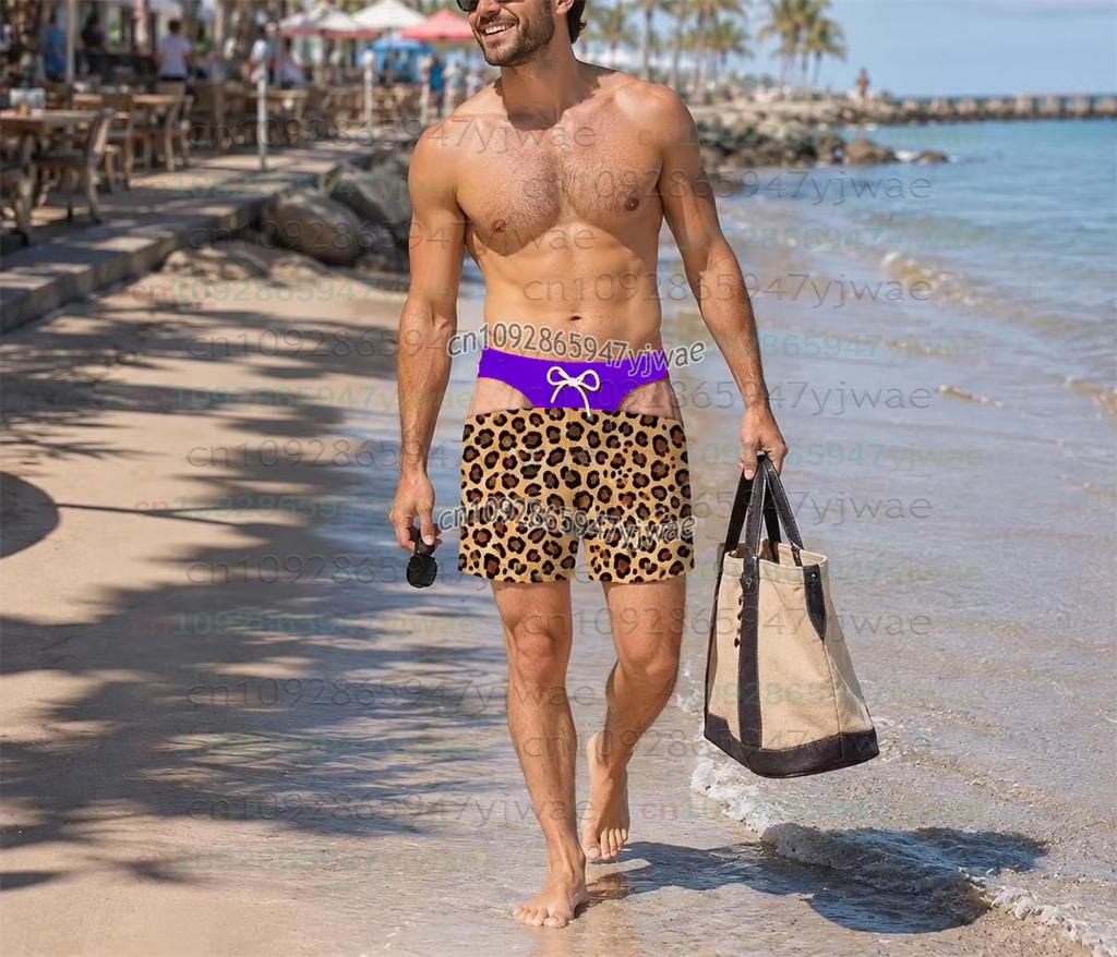 Funny Men’s Swim Trunks Fake Underwear Beach Shorts Wide Load Birthday Gag Gift Summer Gag Gift For Men Summer Vacation Shorts