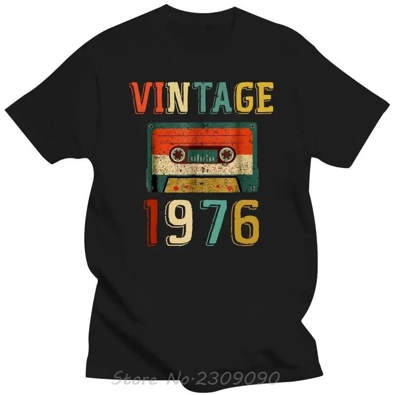 

Oversized T-shirt Fashion Vintage Birthday Gift Vintage 1976 Mixtape Cotton Tshirt Summer Men s Clothing Casual Unisex Tops Tees S разноцветный