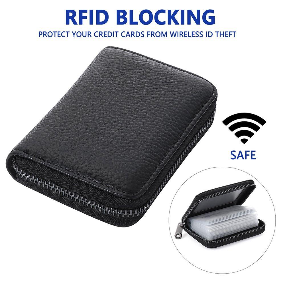 Fashion Multi Slot Card Holder PU Leather Zipper Small Wallet Solid Color Coin Pouch Men Women