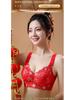 Benming Year Red Bridal Push-Up Bra Set for Women - Adjustable, Small Chest