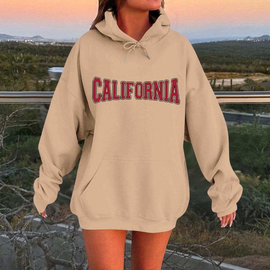 Women's Casual Hooded Long-sleeved Printed Letter Baseball Jacket Plus Velvet And Thick Warm Sweatshirt