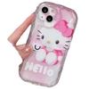 Cute pink cat is suitable for iphone17promax mobile phone case, Japanese and Korean Apple 15 anti-drop 16 cream case 13mini.