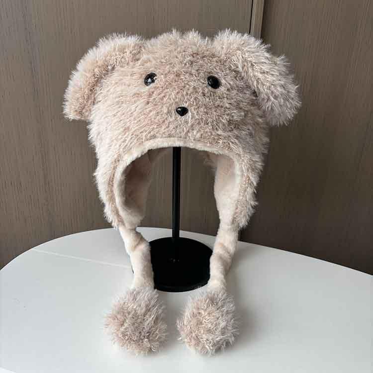 Female winter cute moving ears puppy hairy hat long hair thickened warm ear hat student Lei Feng hat