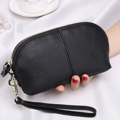Genuine Leather women long wallet Zipper Wristlet Bag Lady Clutches Coin Purse Cowhide mobile phone bag evening party handbag