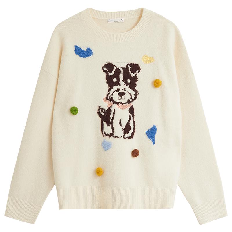 

Женский вязаный свитер INMAN с вышивкой и круглым вырезом L