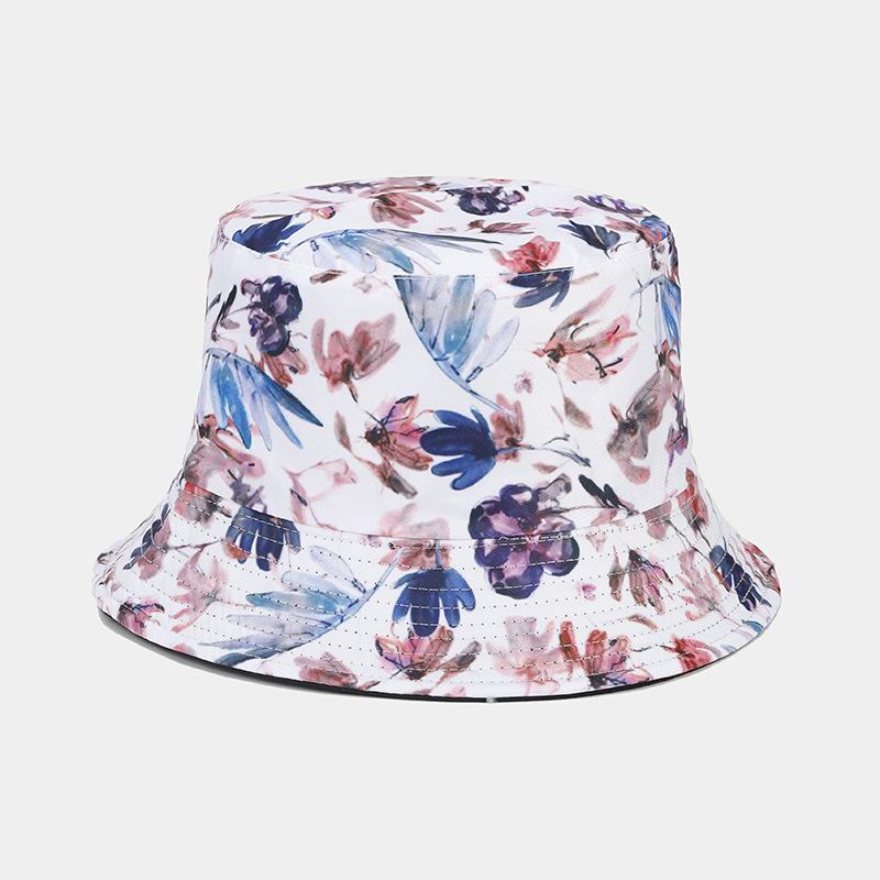 Summer Sun Hat, Men'S And Women'S Small Floral Pattern Double-Sided Fisherman Hat, Beach Travel Outdoor Fisherman Hat