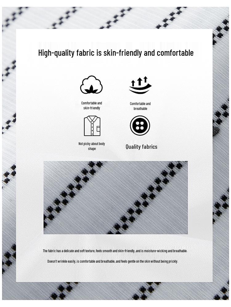 Men's Vertical Striped Short-Sleeve Non-Iron Shirt - Summer Fashion for Dad