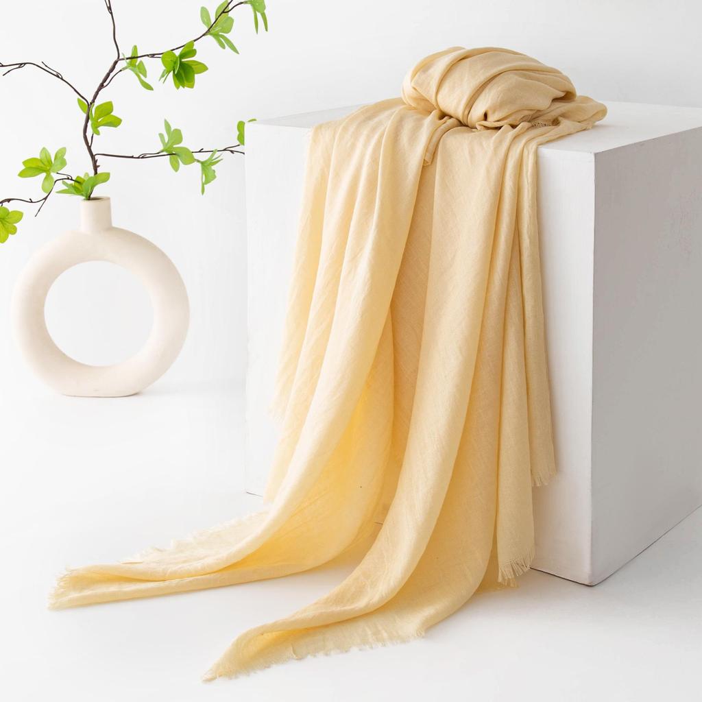 Spring & Summer Lightweight Sunscreen Shawl: Imitation Cotton-Linen, High-End Silk Gauze Scarf, Solid Color for Women