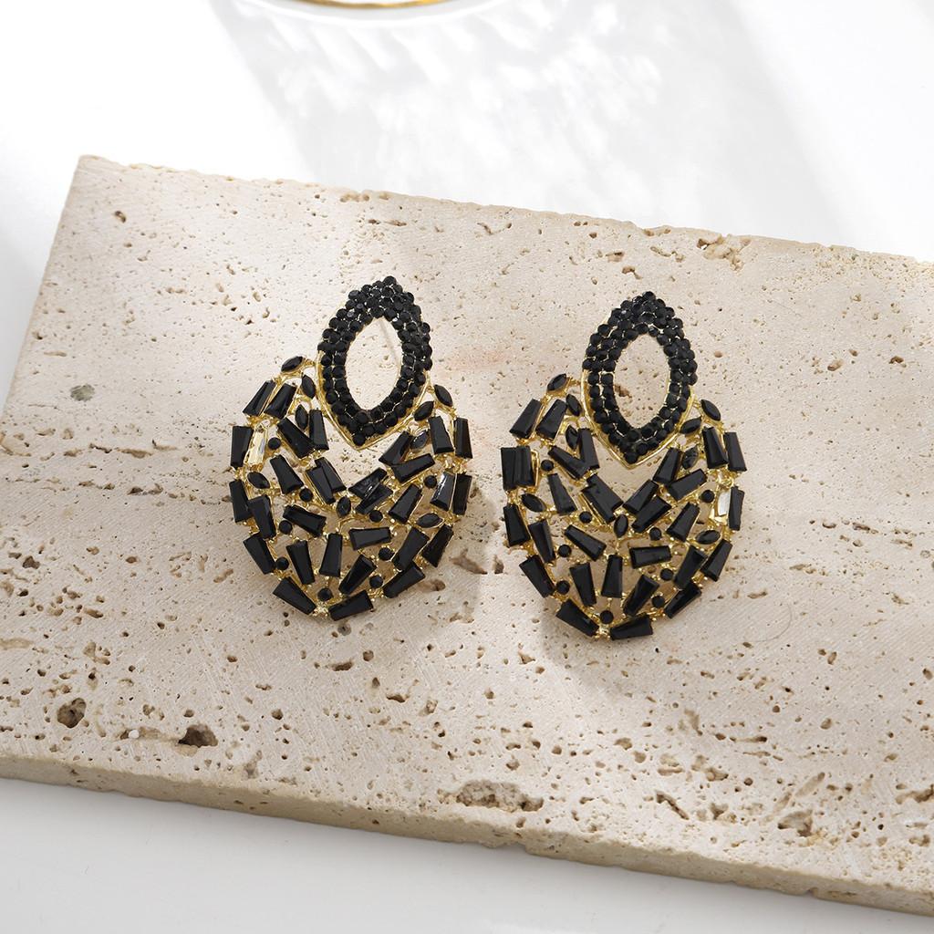 Geometric Alloy Dangle Earrings With Gold Ear Pins For Fashion Women