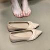 Soft Leather Naked Pink Pointed Head Shallow Mouth Single Shoes Women's Early Spring New Models with Skirt Inner Height Increase Commuting