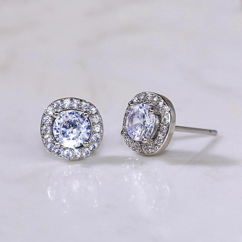 Fashion Female Earrings Sterling Silver Geometric Flower Heart Zircon Earrings for Women Pendientes Dropshipping