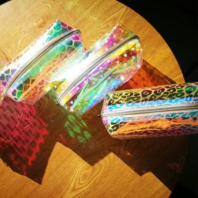 Transparent Laser Heart Dot Leopard Print Waterproof Makeup Bag Cosmetic Organizer Portable Lipstick Makeup Pouch Toiletry Bag