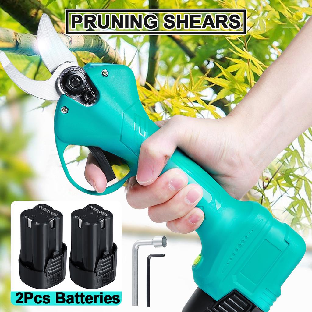 21V Cordless Pruner Electric Pruning Shear Trimmer Cutter Efficient Fruit Tree Bonsai Garden Scissors with Lithium-ion Battery