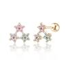 14K Gold Star Flower Mini Flower Cubic Piercing Earlobe Barbell Ear Cone Earrings