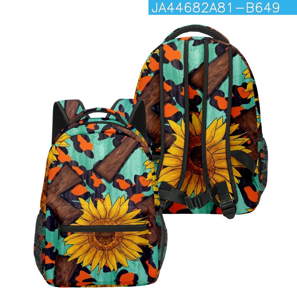 Cartoon Cartoon Kpop Youthful School Bags Unisex Sunflower Travel Bags 3D Print Oxford Waterproof Notebook Shoulder Backpacks