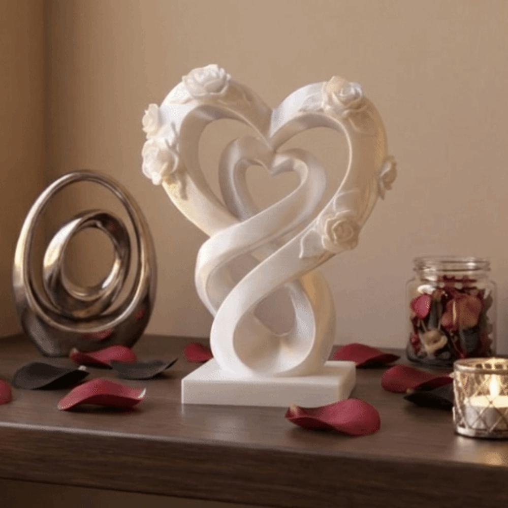 Modernes Herz-Rosen-Ornament Romantisches Herz-Statuen-Ornament Kreatives Liebes-Ornament Valentinstagsgeschenk