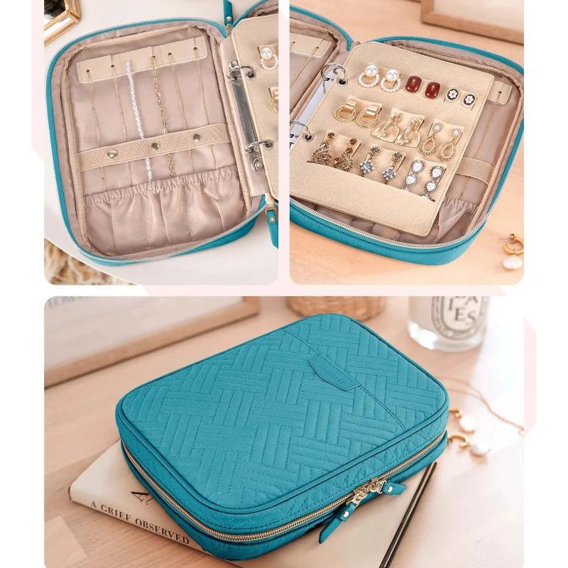 1 Stück Schmuck Reise Organizer Etui Transparentes Schmuckaufbewahrungsbuch Ringbuchtasche für Halsketten Ohrringe Ringe Armbänder