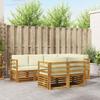 Outdoor Corner Sofa Set with Cushions 7 Pcs Natural and Cream