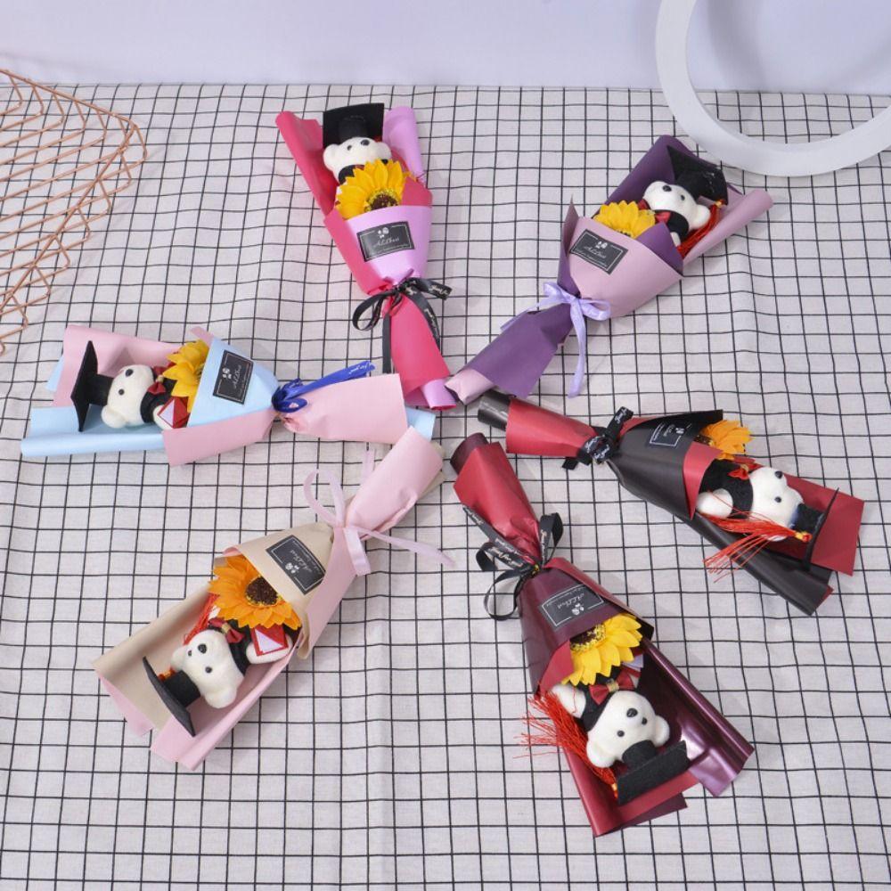 Plush Bear Bear Plush Bouquet Cartoon Doctoral Bear Toy Graduation Bear Bouquet  Birthday Party