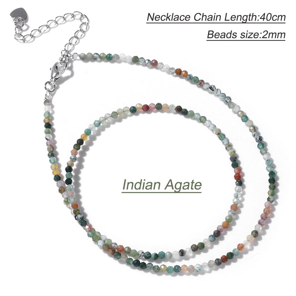 2mm Natural Crystal Beads Necklace Tiger Eye Stone Black Spinel Mix Quartzs Choker Clavicle Chains For Women Men Jewelry