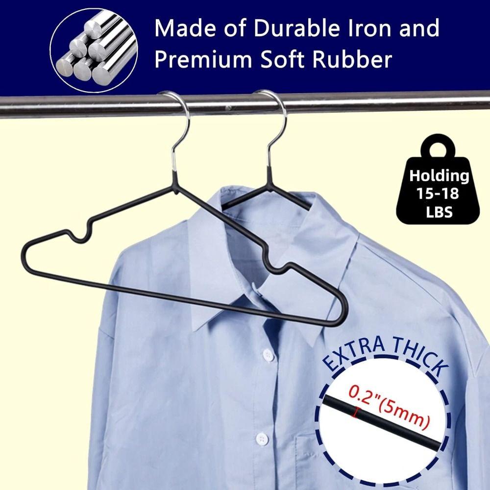 10PCS Clothes Hanger Non-Slip Rubber Coated Metal Shirt Blouse Hanger Heavy Duty Coat Suit Rack with Round Notches Dress Holder
