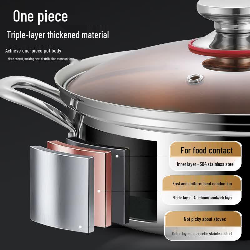 JSCX 304 Stainless Steel Three-Layer Hot Pot