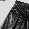 INCERUN Men Elastic Waist Bandage Glitter Layers Casual Irregular Harem Pants