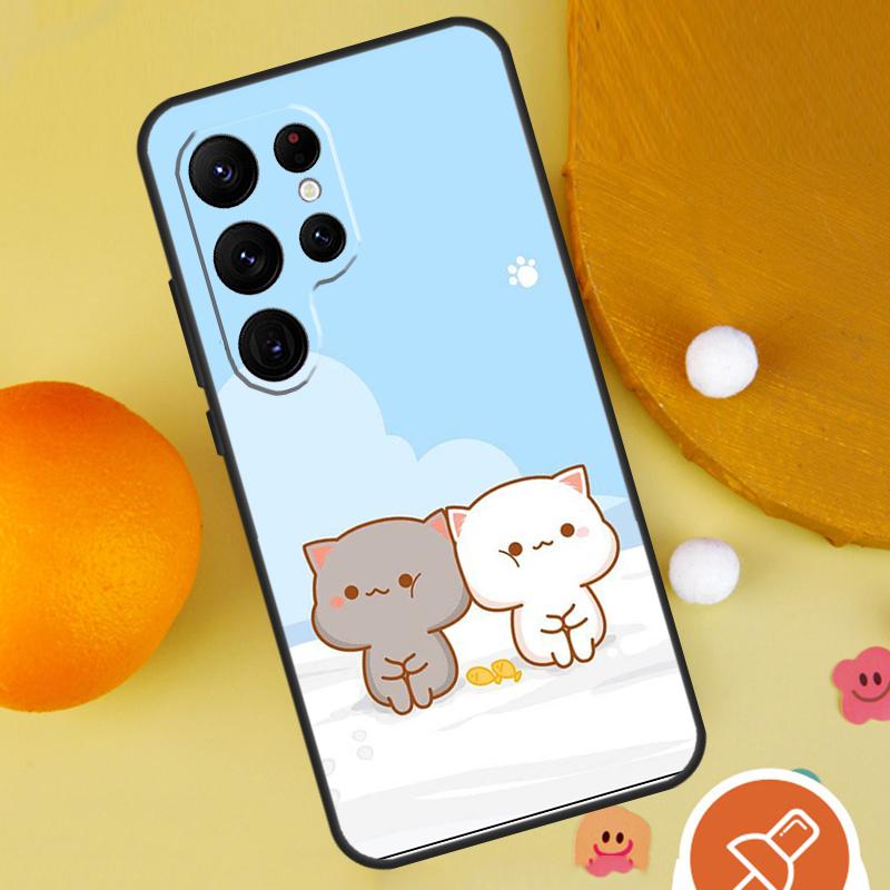 Peach And Goma Mochi Cat Case For Samsung Galaxy S22 S23 Ultra S20 FE S21 FE Note 10 20 Ultra S8 S9 S10 Plus Cover