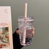 Tazza di Plastica da 450ml con Cannuccia Tè Caffè Latte Cannucce Semplici Dolce Carina Tazza a Stella Regali per Amici